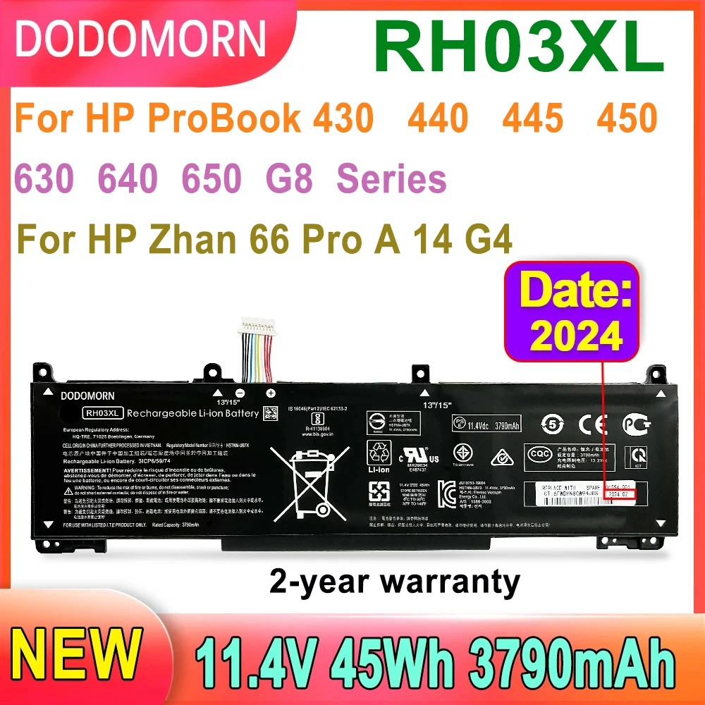 

DODOMORN RH03XL Laptop Battery For HP ProBook 430 440 445 630 640 650 G8 For HP Zhan 66 Pro A 14 G4 Series HSTNN-IB9P HSTNN-OB1T