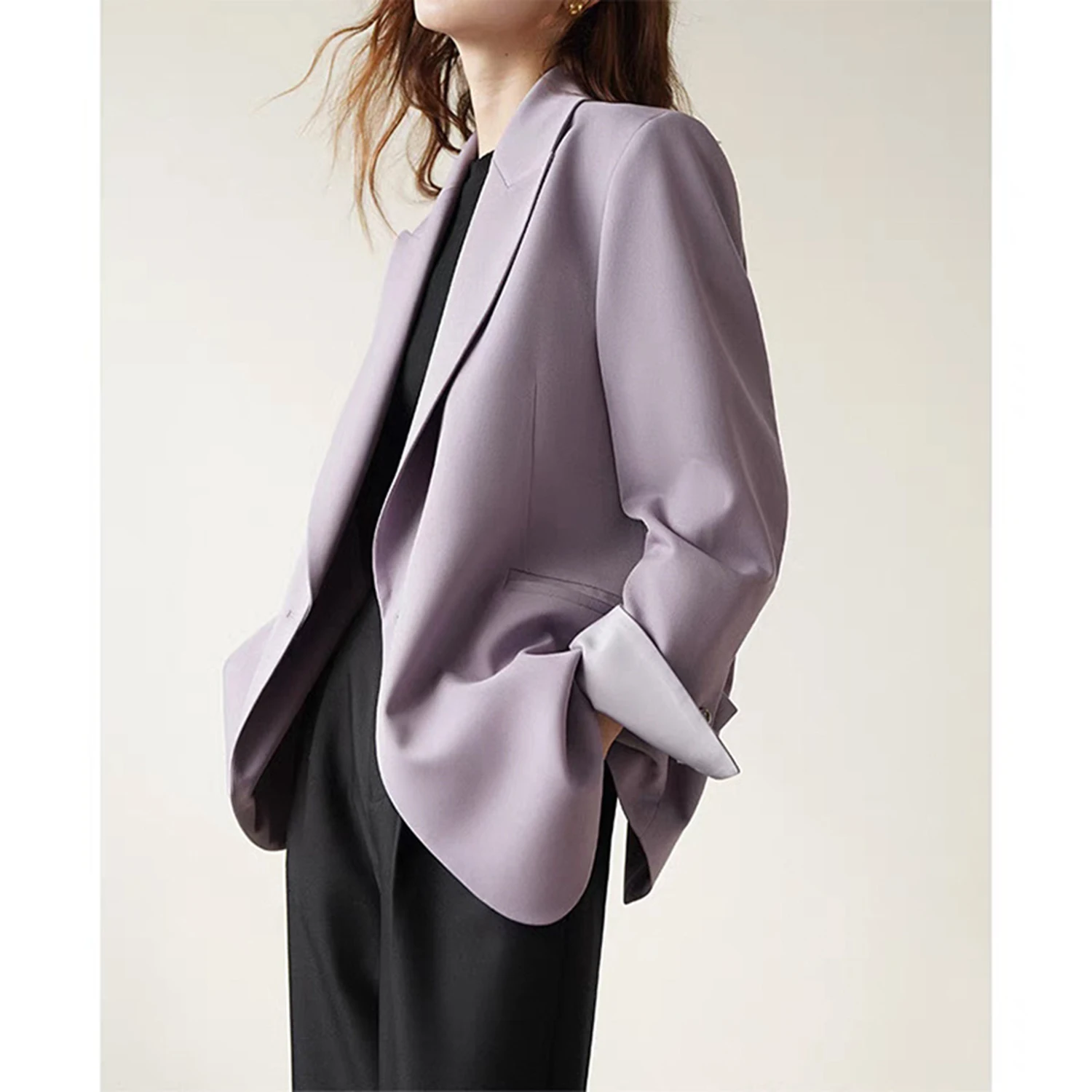 Allingentle Women's Suit Purple Jacket Fashion Peak Lapel Blazer for Casual Office Business Outfit Customize