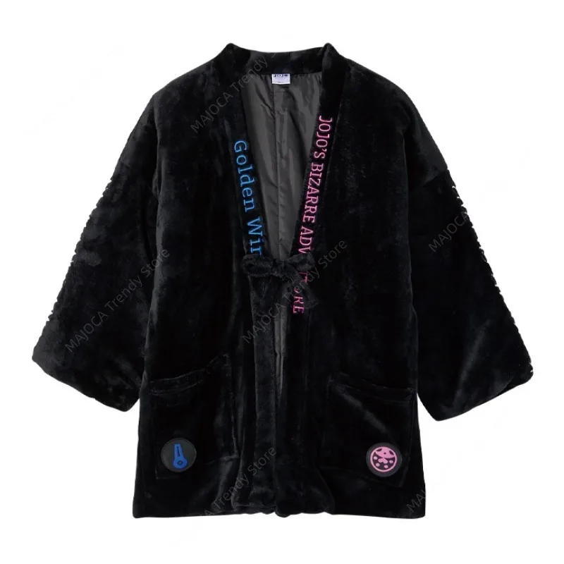 

Зимняя куртка Hanten, кимоно с вышивкой японского аниме для мужчин и женщин, пальто, топы, азиатская одежда