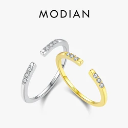 MODIAN 925 Sterling Silver Simple Open Size 6-8 Stackable Finger Ring Classic Gold Color Adjustable Rings For Women Jewelry Gift