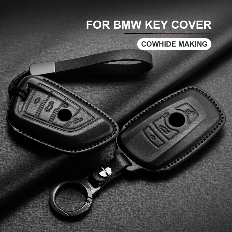 

Leather Car Remote Key Case Cover Shell or BMW X1 X3 X5 X6 X7 1 3 5 6 7 Series G20 G30 G11 F15 F16 G01 G02 F48 Keyless Key Fob