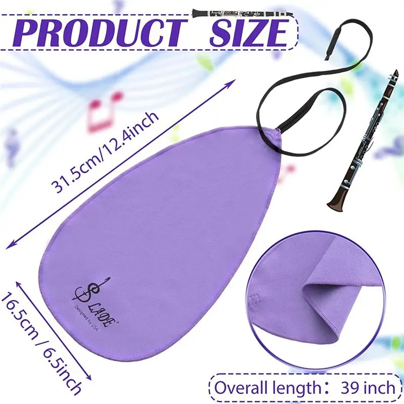 ABST  4 Pcs Clarinet Swab Clarinet Cleaning Cloth Pull Through Swab Cleaner Cloth for Inside Tube Suitable Clarinet Flute Sax