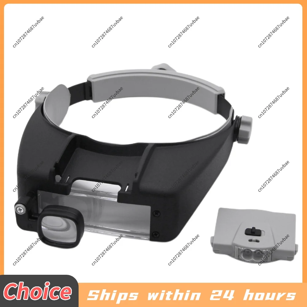 Head Mount Magnifier Glasses with 2 LED Light Hands Free Magnifier 1.5X 1.5X 6X 8X Loupe Lluminated Magnifier for Reading Repair