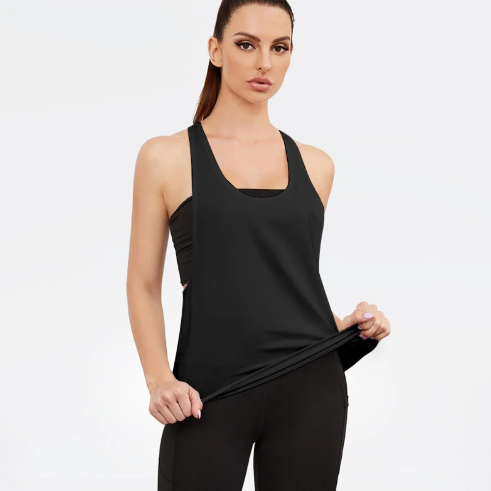 I-shaped Sports Vest Short-sleeved Women's Sleeveless Loose Running Yoga Fitness Clothing T-shirt Top Cover Wear Quick Drying