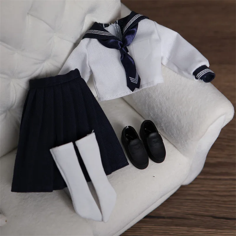 Maßstab 1:6, weiblicher, süßer Matrosenanzug im Preppy-Stil, Faltenrock, Soldatenkleidung, Modell für Ob24/26 Blythe Actionfiguren-Körper – Detail 32