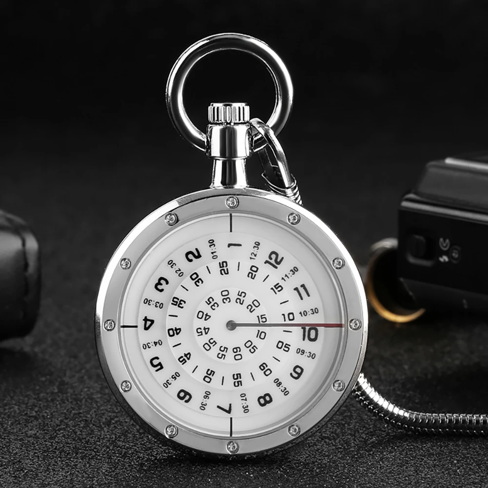 Minimalism Three-layer Second Disk Serpentine Design Hollow Movement Quartz Pocket Watch Pendant Gift With Chain Pocket Watches
