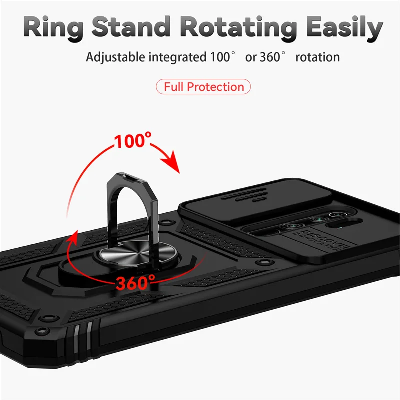For Xiaomi Redmi Note 8 Pro Case Slide Camera Lens Protect Funda For Redmy Note 8 Pro 8Pro Note8pro Armor Ring Holder Back Cover image 5