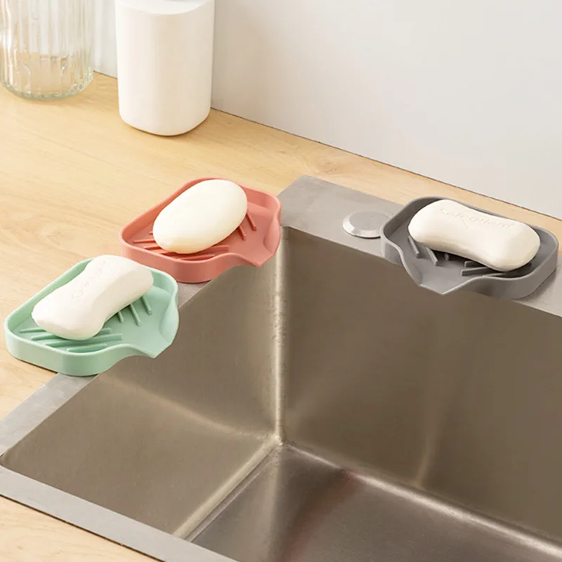 Drain Soap Box M L Anti-slip Sink Tray Creative Washing Table Soap Tray Free Punch Mat Storage Tray