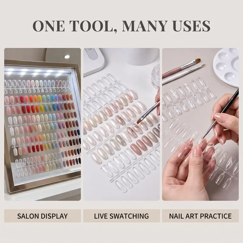 120pcs Nail Polish Display Nail Color Chart Table UV Gel Polish Nail Capsule False Tips Display Shelf Flat Bottom