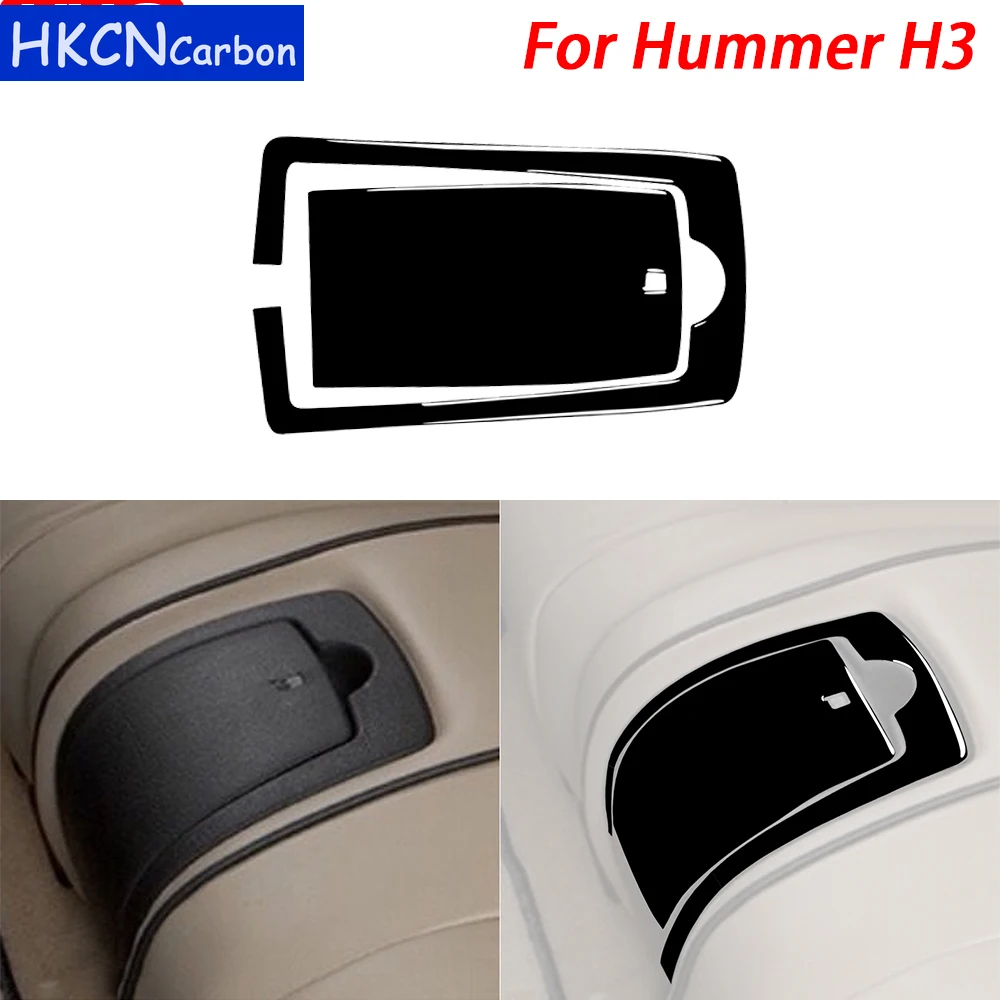

For Hummer H3 2006-2010 Piano Black Rear Water Cup Holder Storage Panel Trim Cover Car Interior Decoration Accessories Sticker