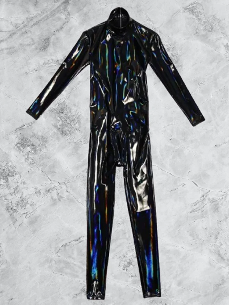 Men's Latex Ammonia Catsuit Sexy PVC Shiny Cosplay Full Body Jumpsuit High Elastic Club Zentai Man Bodysuit Sexiest Shaping Wear - Image 4