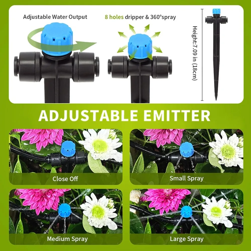 5pcs Spiked Dripper Sprinkler 360° Scattering Sprinkler Irrigation Nozzle Quick Connect Double Heads Drop Emitter