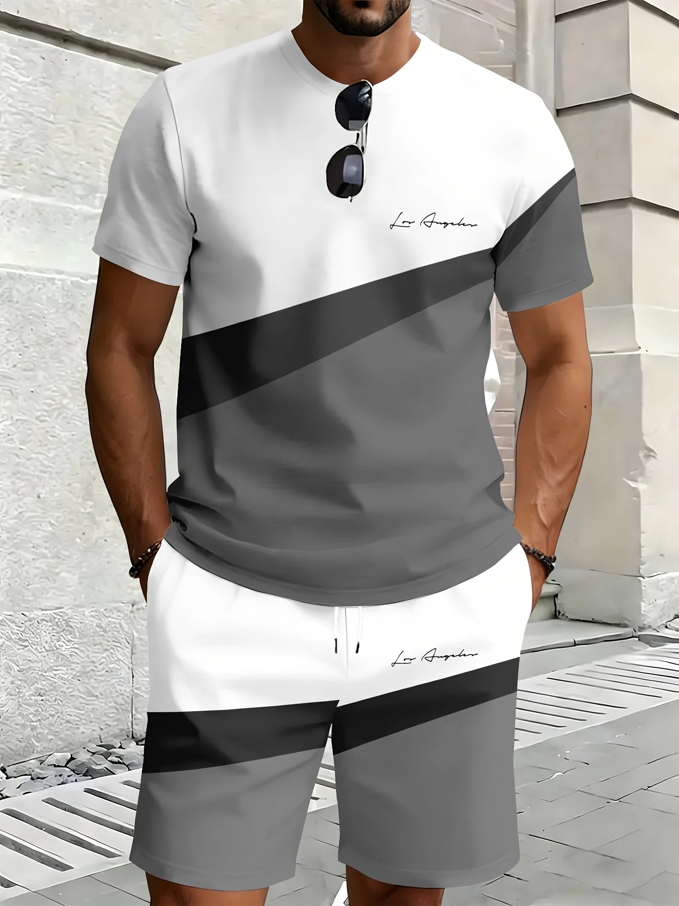 

2026 US Men's T-shirt Set - Outdoor Sports Casual Fashionable Comfortable Soft Breathable 3D Letter Pattern Printing