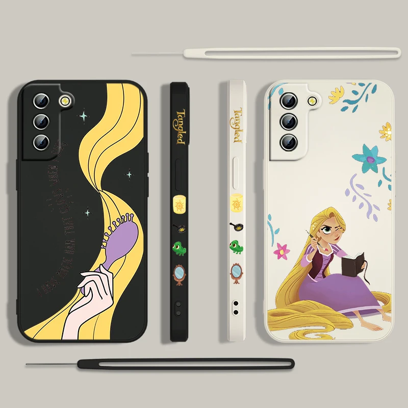 Disney Tangled Rapunzel Phone Case For Samsung Galaxy S24 S23 S22 S21 S20 Pro FE Plus Ultra Liquid Left Rope Cover