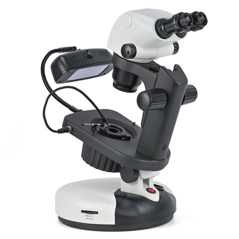 Albenth 6.5X-65X Binocular Professional Jewelry Gemological Microscopes, With Fluorescent, LED, Halogen, Dark Attachment