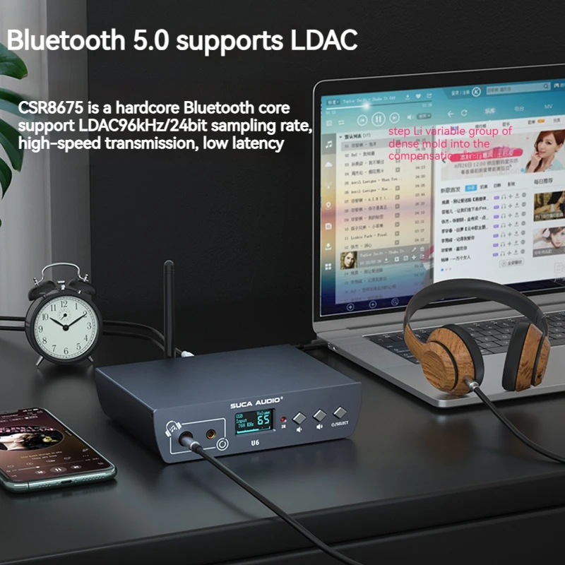 Décodeur Bluetooth U6 pour téléphone portable, hifi, hifi, ophile 9038, DSD, audio numérique, nicaroptique, sortie équilibrée, radiateur, écouteurs, amplifi SUCA