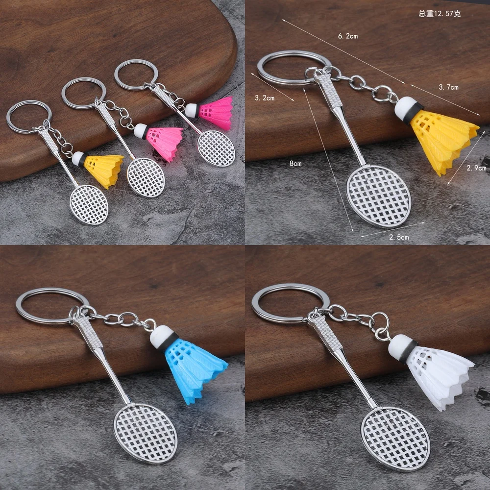New Sports Keychain for Badminton Tennis Fans Keyring Key Fob Bag Charm Sports Equipment Accessory Gym Motivation Gift