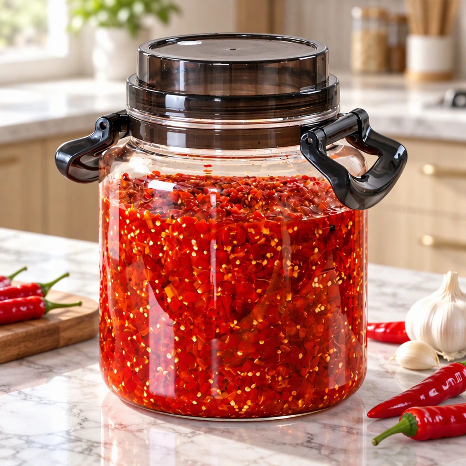 Fermentation Storage Jar Wide Mouth Dual Mode Lid One-Way Auto Vent Silicone Seal Carry Handles