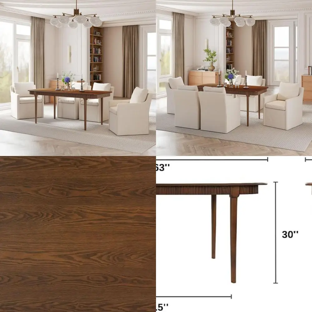 

Обеденный стол в стиле фермерского дома, 63 дюйма, из массива ореха, деревенский стиль, на 4-6 персон, современный длинный прямоугольный деревянный стол для столовой