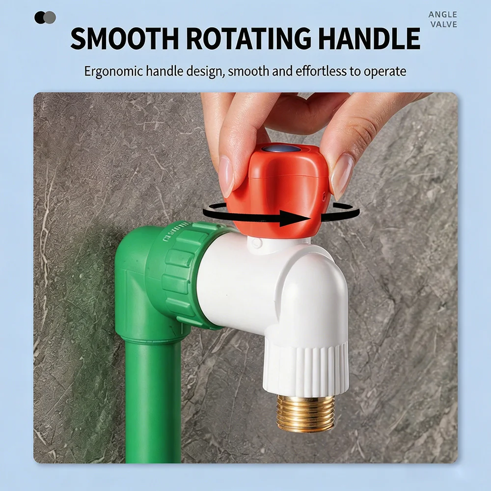 Threaded PPR Angle Valve Full Copper Thickened Explosion-proof Straight Ball Core Large Flow Stop Valve for Bathroom