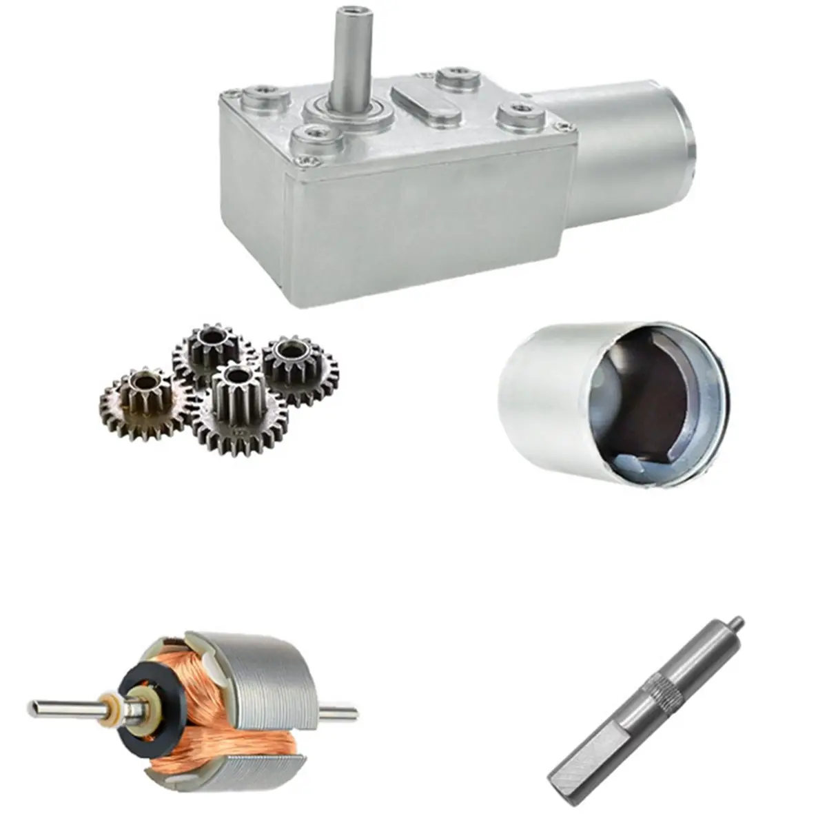 JGY-370 Worm Gear Reducer Motor, DC 6V, 96rpm Solid Shaft with Self-Locking
