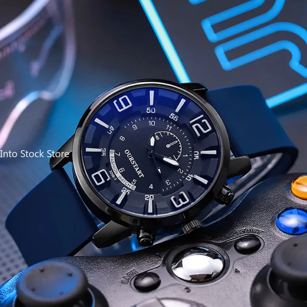 

Silicone Men's Watches Big Dial Quartz Wristwatches Simple Watches Reloj Male Casual Watch Clock Gift for Everyday Reloj Hombre