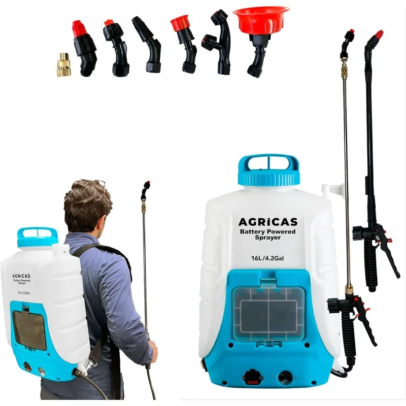 

Battery Powered Backpack Sprayer 4.2 Gallon - Multifunctional Weed Sprayer for Lawn & Garden with Adjustable Nozzles and Shoulde