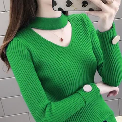 Women's Slim-Fit Sweater Inner Wear Blouse Sweater Black Women's Autumn Winter
