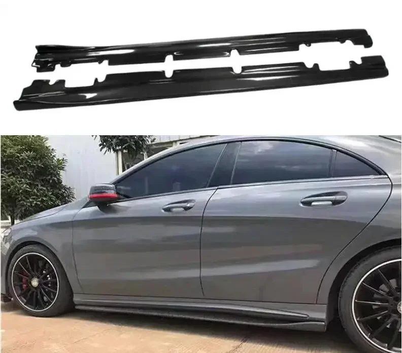 For Mercedes-Benz CLA W117 180 200 220 260 CLA45 2014-2019 Side Panels Body Skirts Kit lip Cover Carbon Fiber