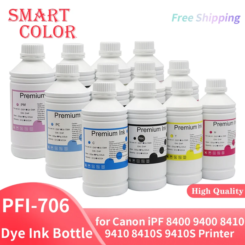 

1000MLPFI-706 PFI-701 Dye Ink for Canon iPF 8400 9400 8410 9410 8410S 9410S iPF 8000 9000 8000S 9000S 8010S 9010S Printer Ink