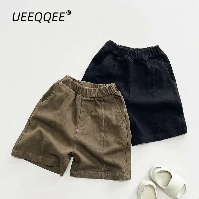 

Spring Summer Children Shorts 1-8Y Boys Cotton Spliced Solid Short Cargo Pants Trousers Korean Toddler Wear For Kids Clothes New