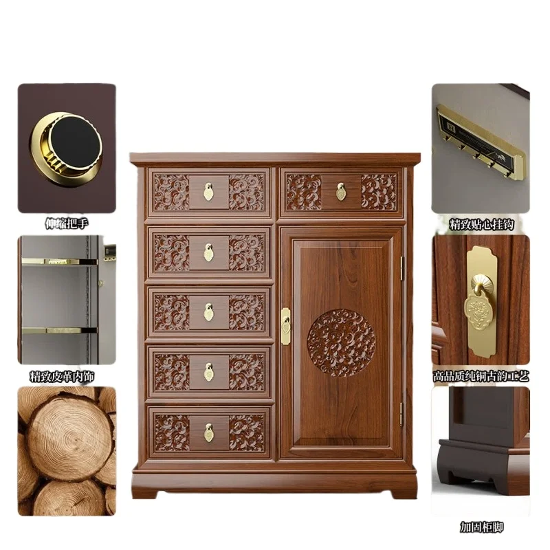 Home antique invisible safe, large home old elm with drawers living room bedroom anti-theft large-capacity safe