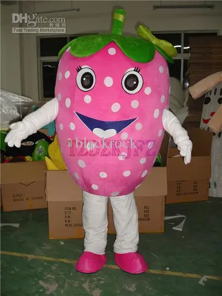 New Adult Hot Sale Foam Cute Pink strawberry Fancy Cartoon Mascot Costume Plush Christmas Fancy Dress Halloween Mascot Costume