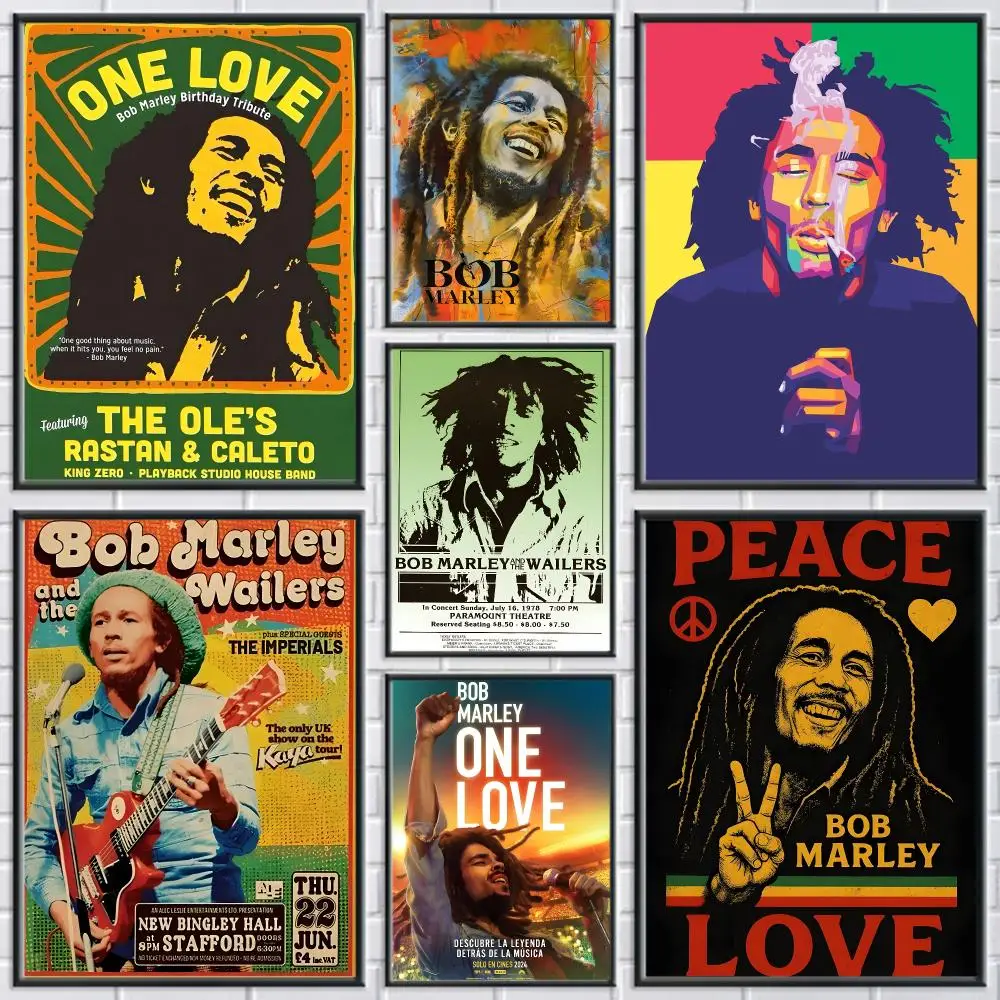 Reggae Icon B-Bob MarleyS Painting Calligraphy Poster Canvas Painting Print Art Coffee House Bar Room Decor