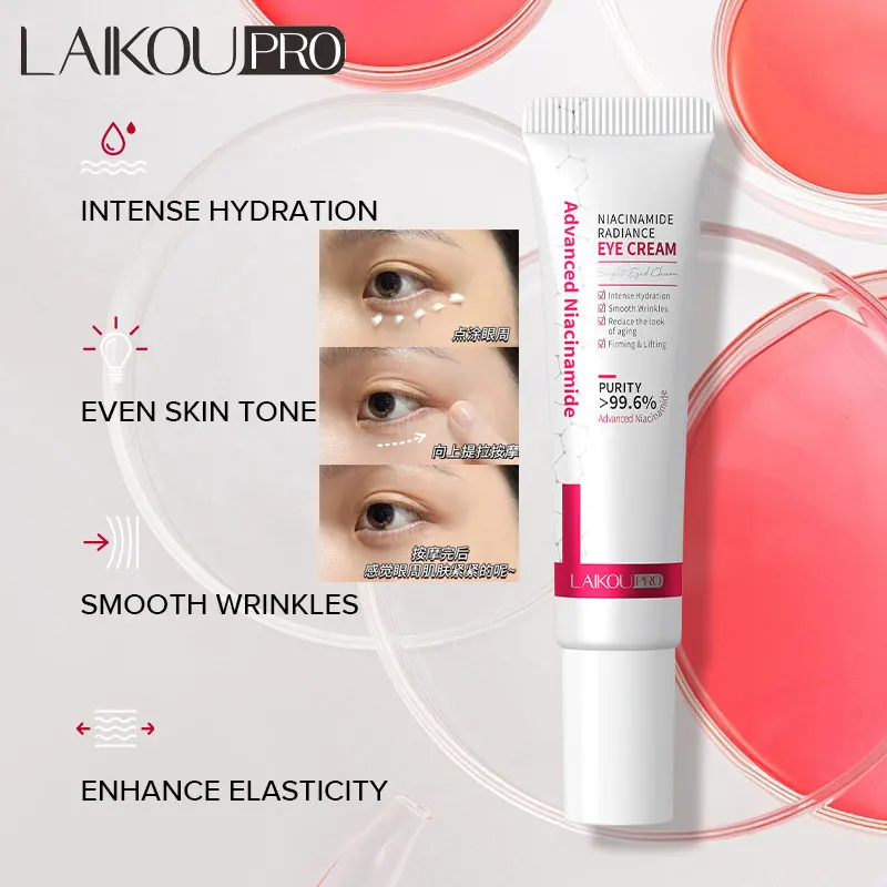 LAIKOU Pro 99.6% Niacinamide Radiance Eye Cream Anti-aging Moisturizing Remove Dark Circle 20g