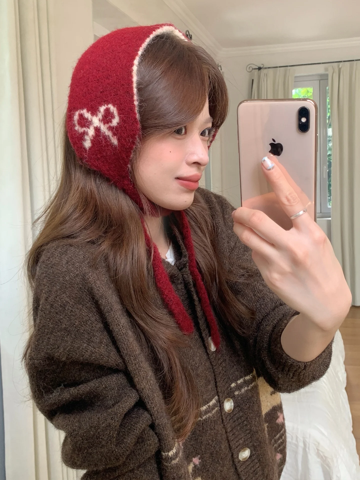 Red Cute  Knot Ear Warmer Knitted Band Women's Autumn Winter New Style Warm Ear Protection against Cold Ear Cover
