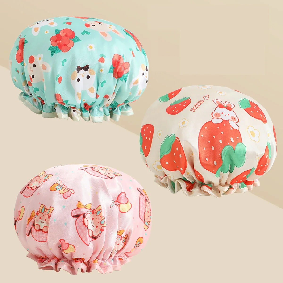 Waterproof Hair Bathing Cap Shower Hat for Girls Reusable Kitchen Hair Cover Oil Proof Dry Hair Treatment Cap