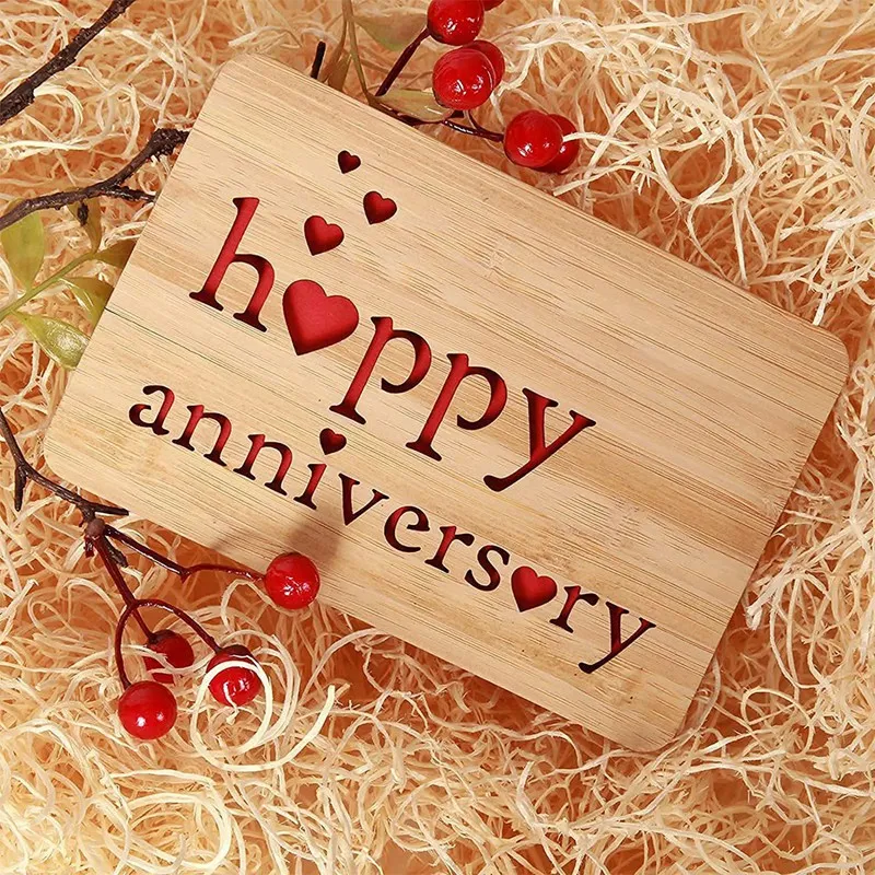 Happy Anniversary Card For Husband,Handmade With Bamboo Cards,Valentines Day Card For Girlfriend,Greeting Card