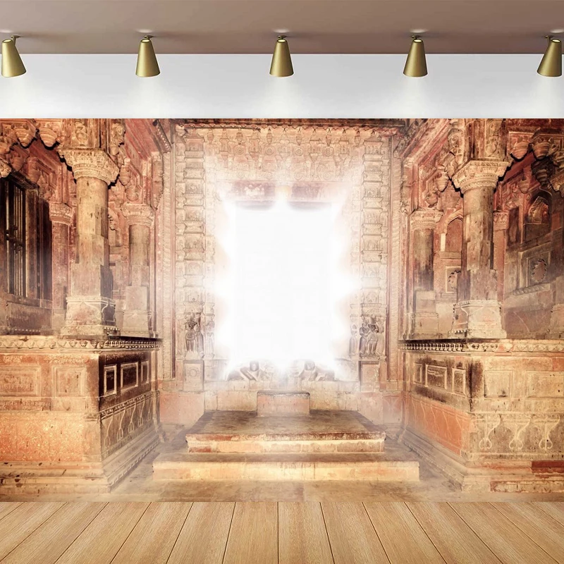 Indian Hindu Temple Light Door Photography Backdrop Landscape Bridal Shower Wedding Party Poster Background Banner