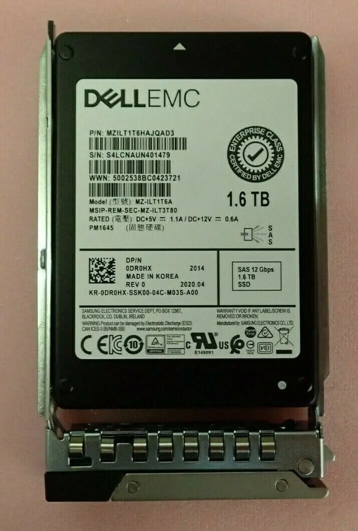 0DR0HX New Original EMC 1.6T SAS 12Gbps 2.5 SSD for Server Best Price 1.6T SAS SSD for Poweredge R640 R650 R740 R740XD R750