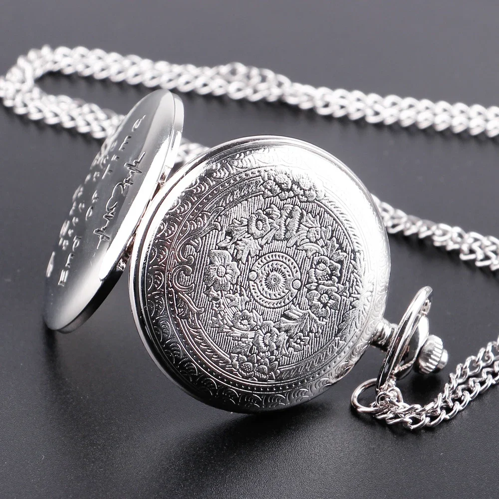 New Arrival Silver Fashion Pocket Watch Necklace Women's Neutral Vintage Quartz Pocket Watch Couple Pendant With Chain Gifts