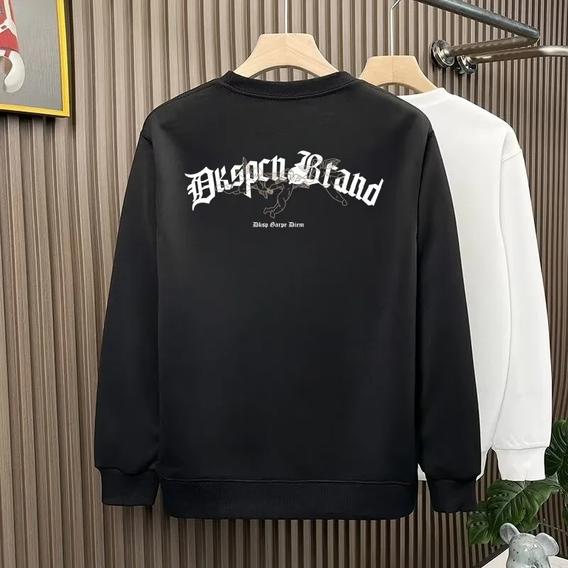 Outono moletom de algodão masculino estilo americano letras impressas topo manga longa t camisas de alta qualidade preto camiseta masculina 2025