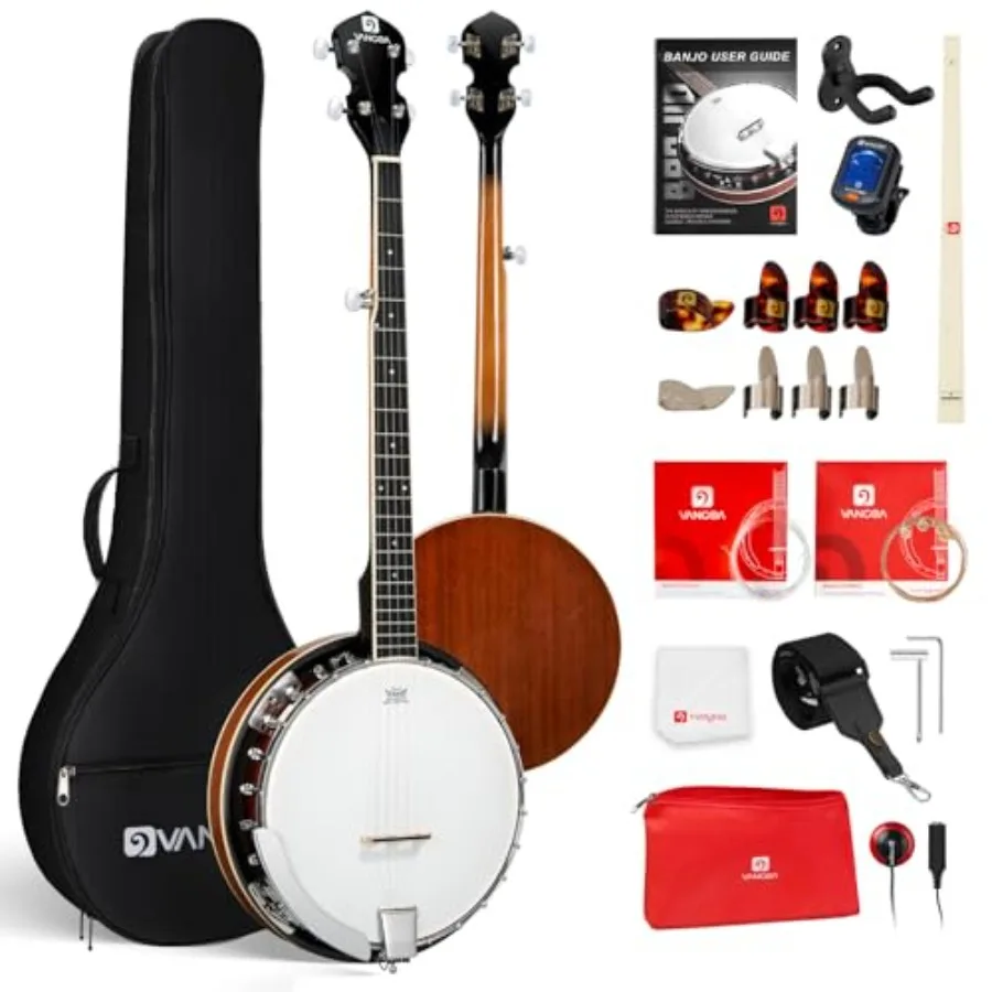 Banjo 5 Kit, 38 Inch Full Size Banjo with s with Gig Bag, Premium Accessories Outfit, Starter Kit for Beginners Adults Teens, B