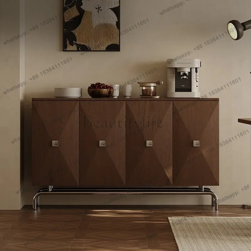 

Medieval walnut side cabinet against the wall storage porch bedroom storage cabinet