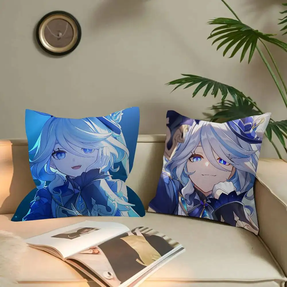 Anime Genshin Impact Badge Cute Girl Furina Lucky Dragon pillow cover sofa cushion cover home room decoration children gift