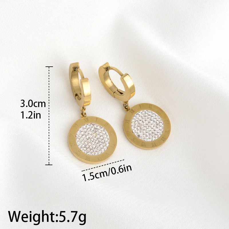 CHARMOMENT Round Shape Zircon Gold Color Hanging Stainless Steel Hoop Earrings for Women Luxury Quality Jewelry Decoration Gifts