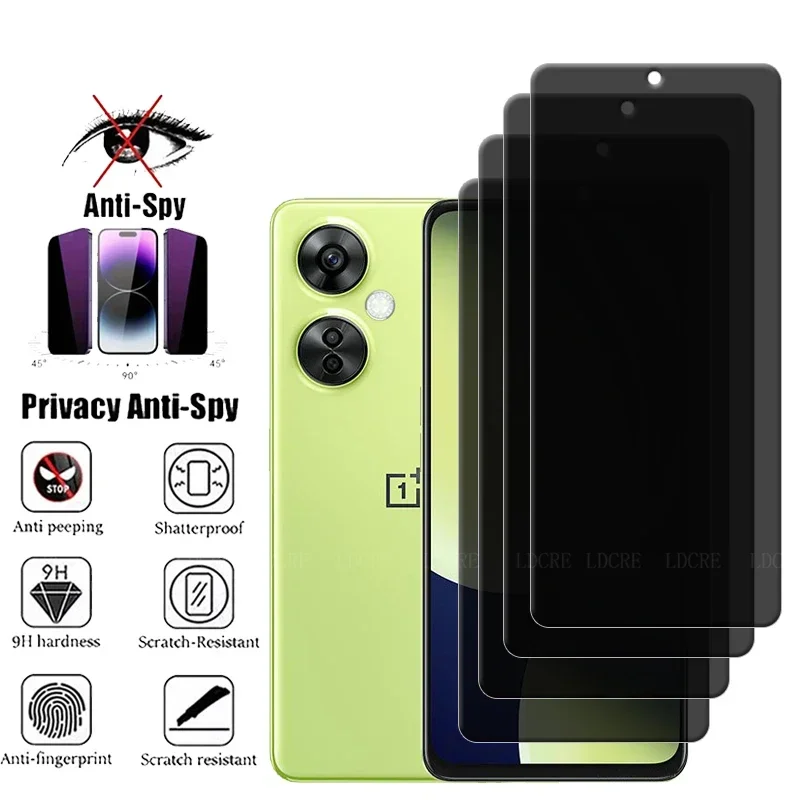 4Pcs For Oneplus Nord CE 3 Lite Glass Oneplus Nord CE 3 Lite Screen Protector 9H Anti-Spy Privacy Glass Oneplus Nord CE 3 Lite