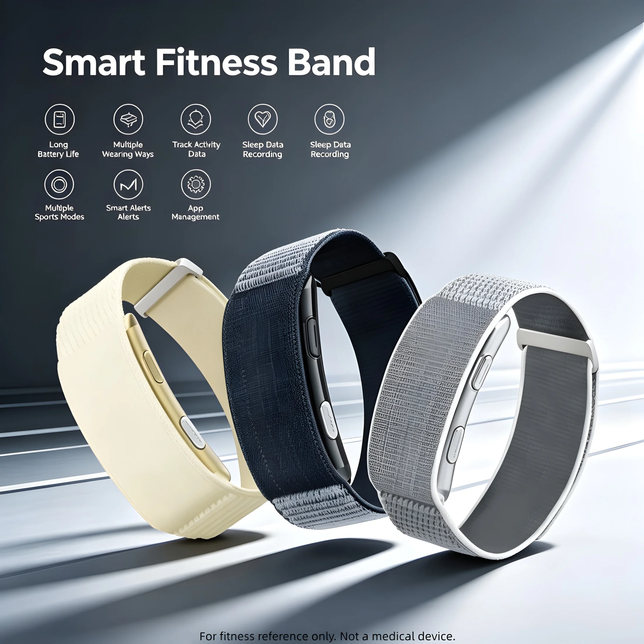 Smart Fitness Band Nylon Braided Strap Heart Rate & Sleep Recording Multiple Sports Modes 20-30 Days Battery Life