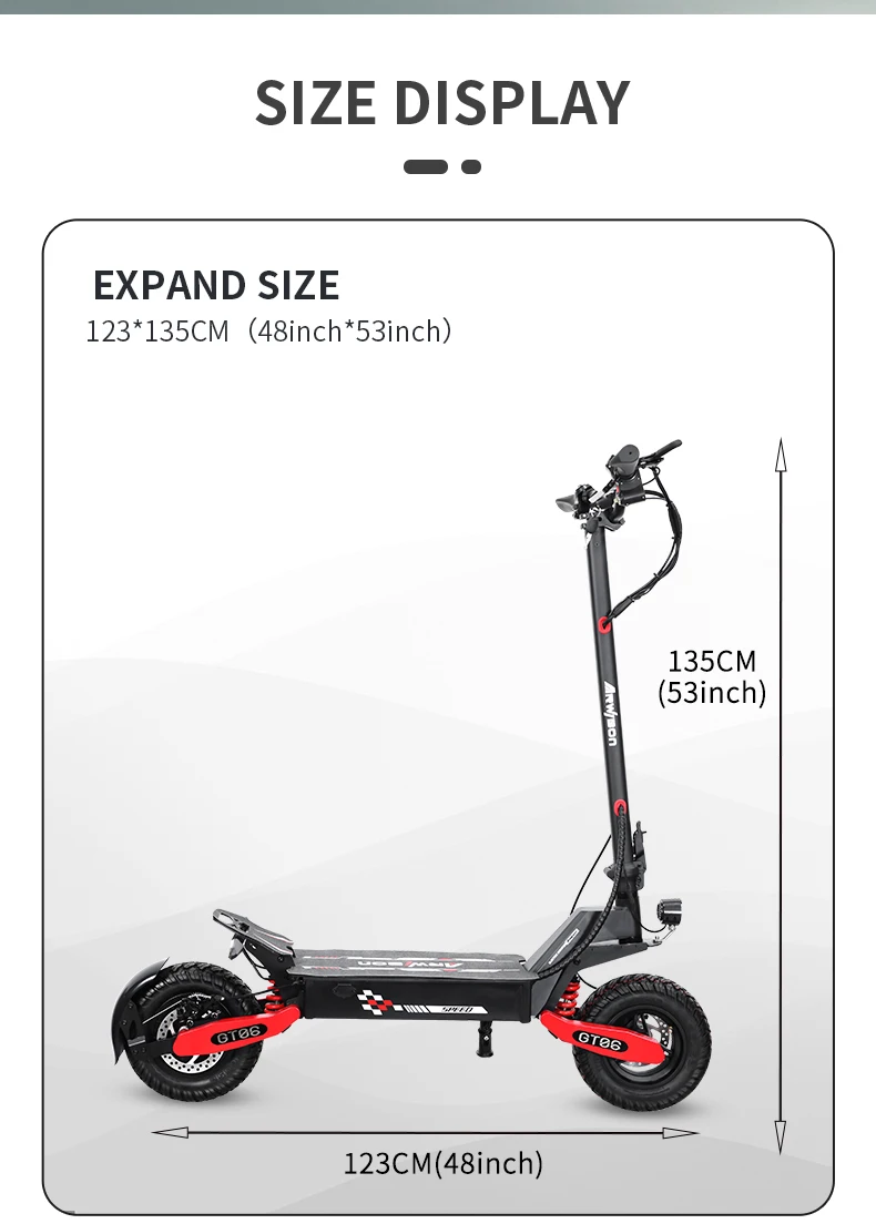 Scooter elétrico para adultos, EScooter de motor duplo, absorção de choque, pneus off-road dobráveis, 40MPH, 52V, 23AH,2400W, 11 ''off-road pneus