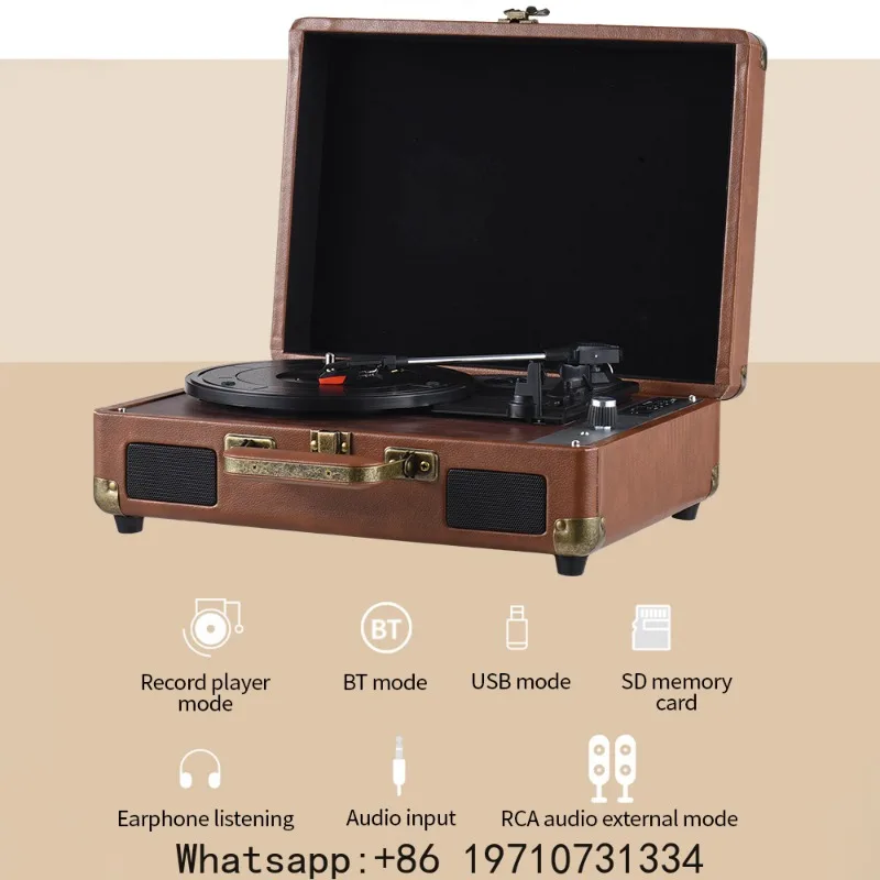 Generic Vintage Vinyl Record Player – Portable Turntable with Bluetooth, Support 33, 45, 78 RPM for 7-12 Inch Vinyl